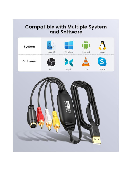 Convertidor de VHS a Digital avedio links USB 2.0 1080P Convertidor de VHS a Digital avedio links USB 2.0 1080P