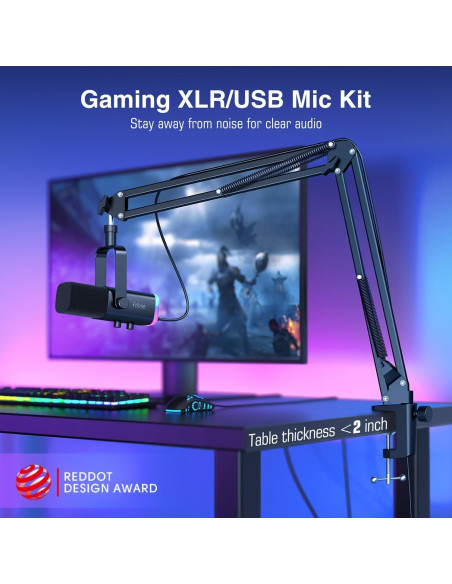 Micrófono Dinámico USB FIFINE AM8 con Soporte y RGB Micrófono Dinámico USB FIFINE AM8 con Soporte y RGB