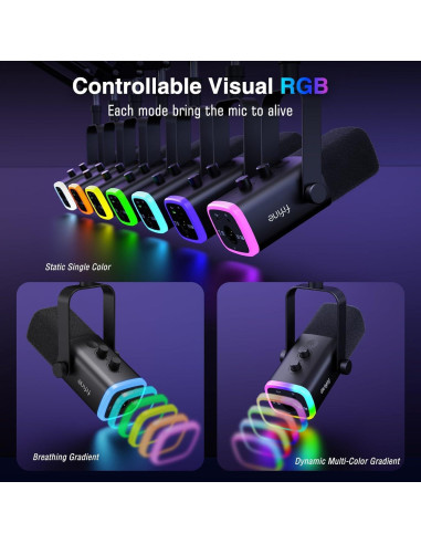 Micrófono Dinámico USB FIFINE AM8 con Soporte y RGB