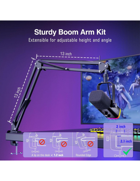Micrófono Dinámico USB FIFINE AM8 con Soporte y RGB Micrófono Dinámico USB FIFINE AM8 con Soporte y RGB