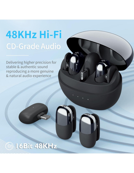 Micrófono Lavalier Inalámbrico Tokdance TDS5 USB C Doble Canal Micrófono Lavalier Inalámbrico Tokdance TDS5 USB C Doble Canal