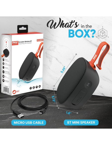 Altavoz Mini Inalámbrico Pyle PCLSB1BK Bluetooth IPX7 Altavoz Mini Inalámbrico Pyle PCLSB1BK Bluetooth IPX7