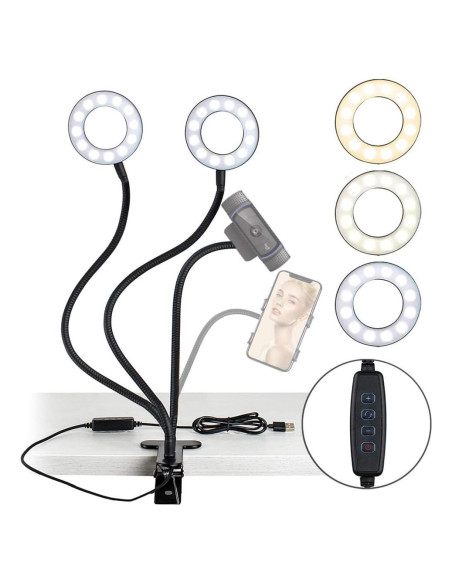 Luz de Anillo LED NexiGo 8.89 cm con Soporte para Móvil Luz de Anillo LED NexiGo 8.89 cm con Soporte para Móvil