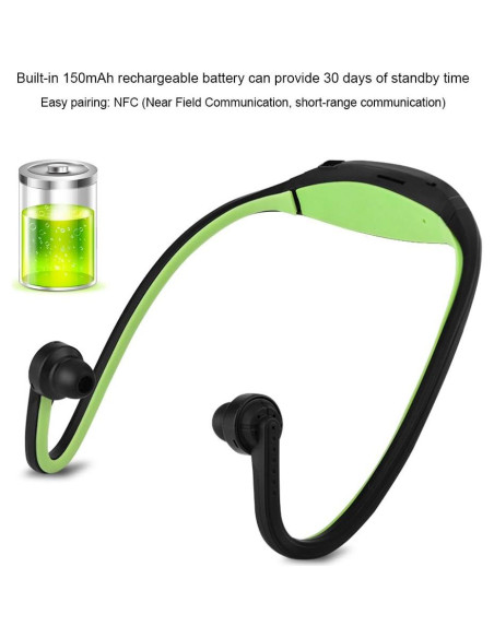 Auriculares Bluetooth Serounder Inalámbricos 4.1 Verde con Micrófono Auriculares Bluetooth Serounder Inalámbricos 4.1 Verde con Micrófono