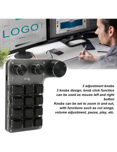 Teclado Mecánico Programable Dilwe Mini 12 Teclas Bluetooth USB