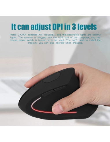 Ratón óptico vertical ergonómico USB para zurdos XUMIUZIY 2000 DPI