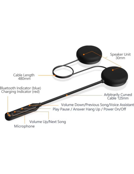Auricular Bluetooth GDM para Casco de Motocicleta, Altavoces Dobles Auricular Bluetooth GDM para Casco de Motocicleta, Altavoces Dobles