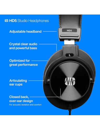 Auriculares de Monitoreo PreSonus HD5 Cerrados 50mm 3m