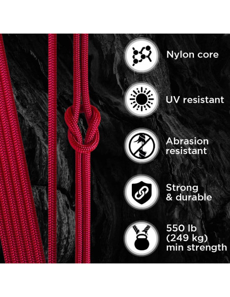 Cuerda Paracord 550 TECEUM Carmesí 304.8 m 4mm Táctica Cuerda Paracord 550 TECEUM Carmesí 304.8 m 4mm Táctica