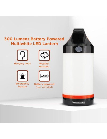 Lámpara LED BLACK+DECKER 300 Lúmenes Multiwhite IP65 Lámpara LED BLACK+DECKER 300 Lúmenes Multiwhite IP65