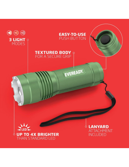 Linterna Táctica LED EVEREADY 300 Lúmenes Resistente al Agua Linterna Táctica LED EVEREADY 300 Lúmenes Resistente al Agua