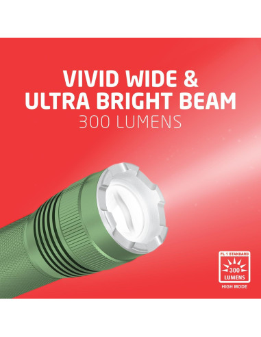 Linterna Táctica LED EVEREADY 300 Lúmenes Resistente al Agua