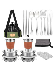 Kit de Cocina Camping Freehiker 7 Piezas Acero Inoxidable