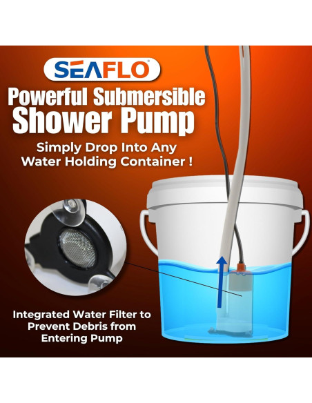 Ducha Portátil SEAFLO para Camping 2.64 GPM Batería Recargable Ducha Portátil SEAFLO para Camping 2.64 GPM Batería Recargable