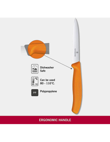 Cuchillo de Pelar Victorinox Swiss Classic 10cm Hoja Serrada Naranja