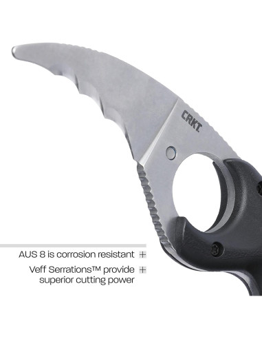 Cuchillo de Hoja Fija CRKT Bear Claw AUS 8 Negro 0.09 kg