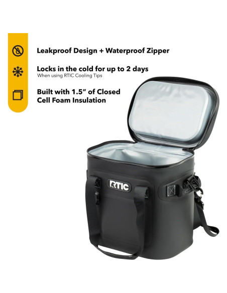 Cooler Blando RTIC 20 Latas Aislado Flotante Negro 25.4L Cooler Blando RTIC 20 Latas Aislado Flotante Negro 25.4L