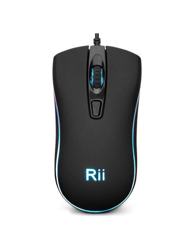 Ratón con Cable Rii RM105 RGB Ergonómico 102g