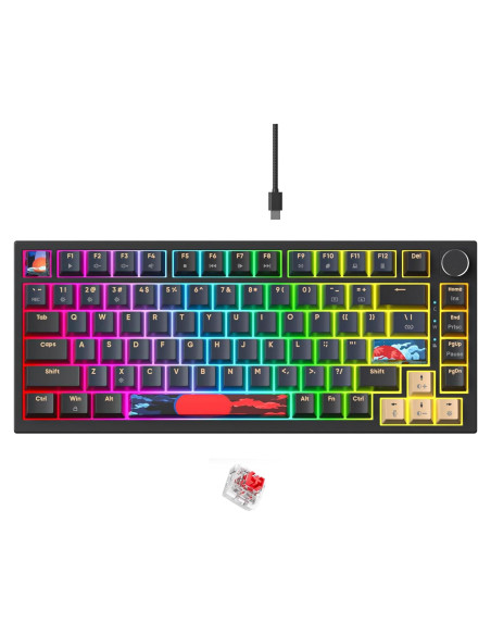 Teclado Mecánico Gaming Fogruaden 75% RGB Intercambiable Rojo Teclado Mecánico Gaming Fogruaden 75% RGB Intercambiable Rojo