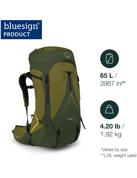 Mochila de senderismo Osprey Atmos AG LT 65L Negra S/M Mochila de senderismo Osprey Atmos AG LT 65L Negra S/M