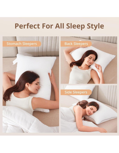 Almohada Estándar Sasttie - Relleno Alternativo de Plumas 50.8x66 cm