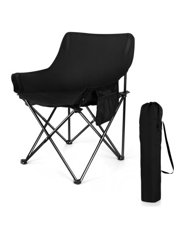 Silla de Camping Plegable Joyfair Negra 113kg con Bolsa