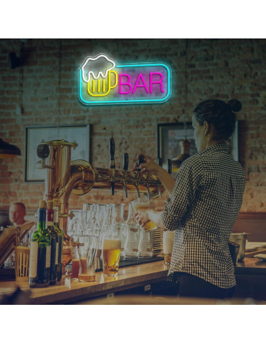 Cartel de Neón de Cerveza JIARODEY 25.4x39.88 cm USB Ajustable