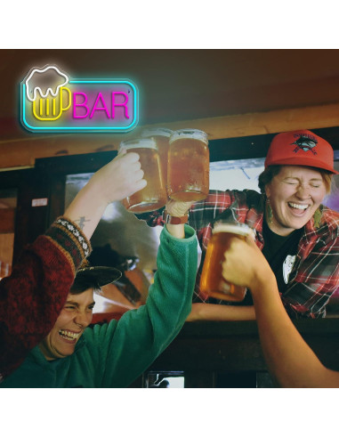 Cartel de Neón de Cerveza JIARODEY 25.4x39.88 cm USB Ajustable
