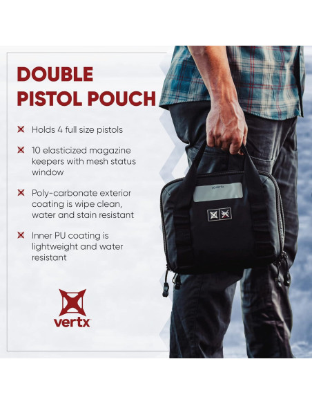 Funda Doble para Pistola Vertx VTAC - Soporte 4 Pistolas y 10 Cargadores, Negro Funda Doble para Pistola Vertx VTAC - Soporte 4 Pistolas y 10 Cargadores, Negro