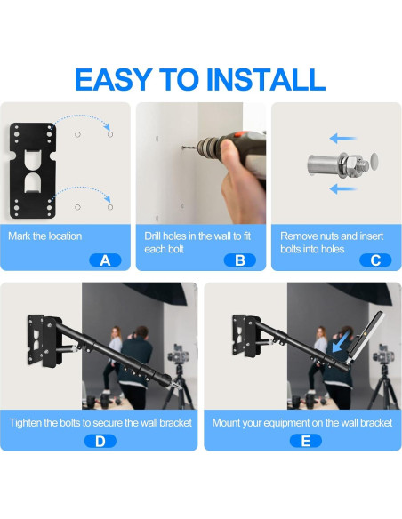 Soporte de Pared EMART para Cámara y Luz 106cm Ajustable Soporte de Pared EMART para Cámara y Luz 106cm Ajustable