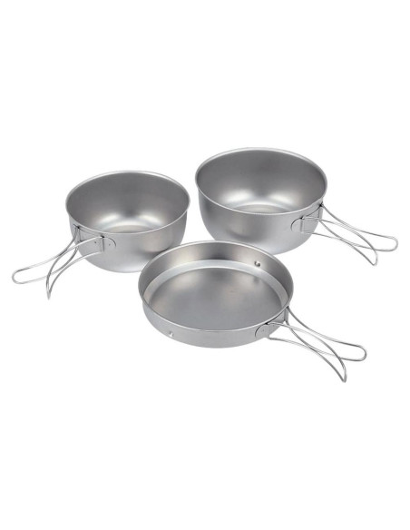 Juego de Cocina de Titanio Snow Peak 3 Piezas 0.77L 0.41L Juego de Cocina de Titanio Snow Peak 3 Piezas 0.77L 0.41L