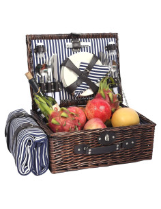 Cesta de Picnic HYBDAMAI para 4 Personas con Manta Impermeable