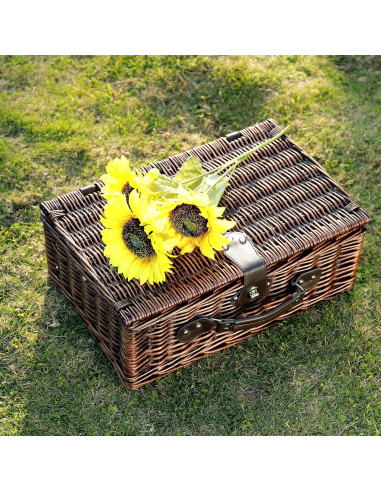 Cesta de Picnic HYBDAMAI para 4 Personas con Manta Impermeable