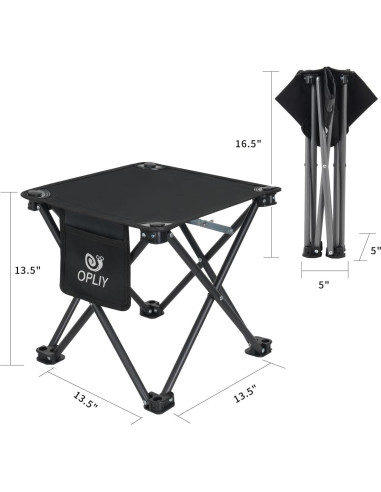 Taburete Plegable de Camping Opliy Negro 145 kg Resistente