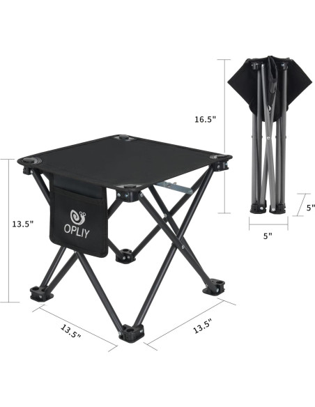 Taburete Plegable de Camping Opliy Negro 145 kg Resistente Taburete Plegable de Camping Opliy Negro 145 kg Resistente