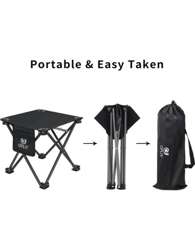Taburete Plegable de Camping Opliy Negro 145 kg Resistente
