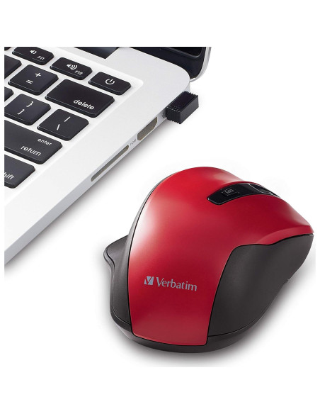 Ratón Inalámbrico Silencioso Verbatim Rojo Ergonómico 2.4GHz Ratón Inalámbrico Silencioso Verbatim Rojo Ergonómico 2.4GHz