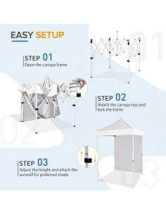 Carpa Plegable EAGLE PEAK 150x150 cm Blanca con Pared Solar 2