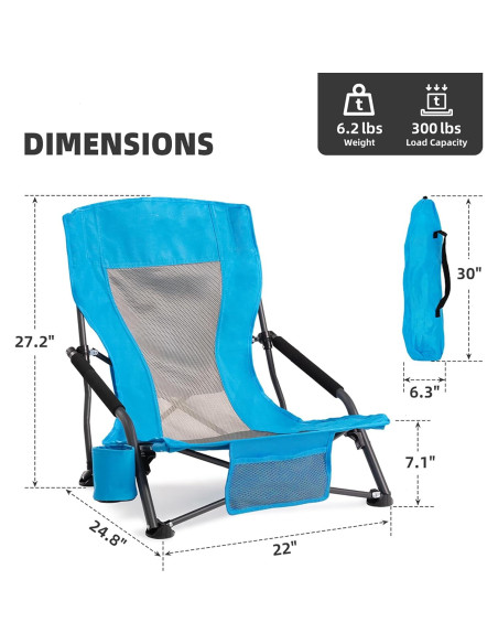 Silla de Playa Plegable Foristrail Azul 136kg Respaldo Bajo Silla de Playa Plegable Foristrail Azul 136kg Respaldo Bajo
