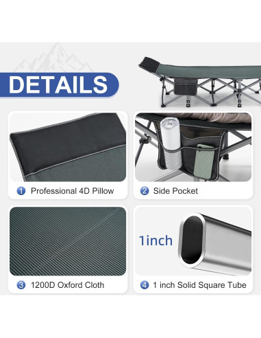 Cama de Camping Plegable Fragess con Colchón y Almohada Azul