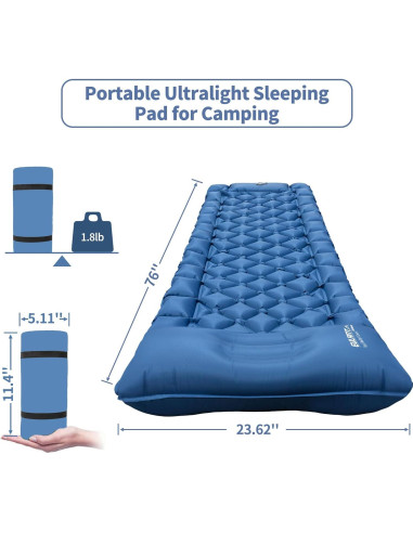 Colchoneta Inflable Individual YEEKORO con Almohada y Bomba