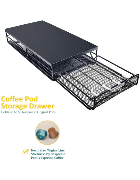 Organizador de Cajón Ajustable para Cápsulas Nespresso Flowlamp Organizador de Cajón Ajustable para Cápsulas Nespresso Flowlamp