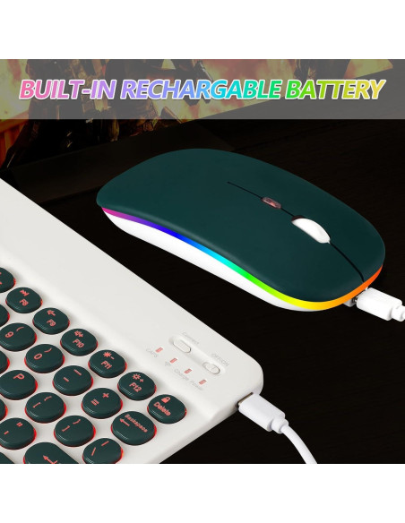 Teclado y Ratón Bluetooth Recargable Colina Verde - 2 Piezas Teclado y Ratón Bluetooth Recargable Colina Verde - 2 Piezas