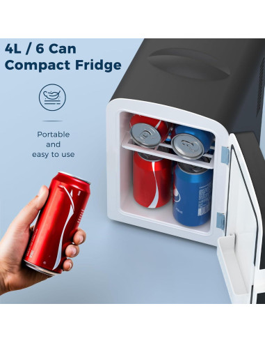 Refrigerador Compacto 4L Antarctic Star con Espejo LED Negro