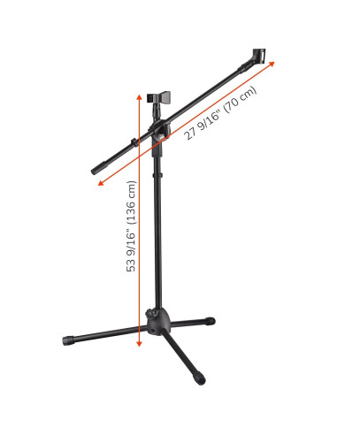 Soporte de micrófono de trípode ajustable con 2 clips negro