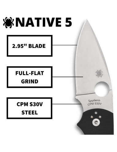 Cuchillo Plegable Spyderco Native 5 G-10 Negro 7.49 cm