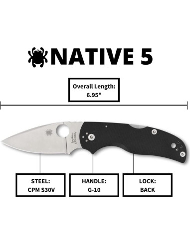 Cuchillo Plegable Spyderco Native 5 G-10 Negro 7.49 cm