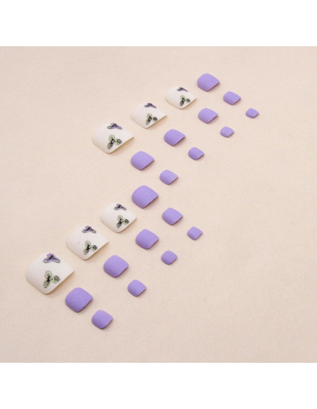 Uñas de Pie Falsas Moradas con Flores FRUZJAY - 24 Piezas Uñas de Pie Falsas Moradas con Flores FRUZJAY - 24 Piezas