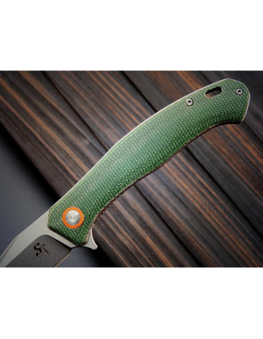 Cuchillo Plegable Sitivien ST112 D2 Micarta 19.5cm Verde Militar