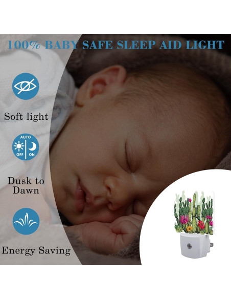 Luz Nocturna LED Suculentas Verdes Uiaoiais con Sensor Luz Nocturna LED Suculentas Verdes Uiaoiais con Sensor